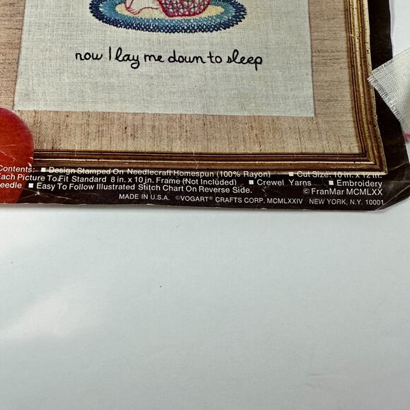Creative Stitchery Moppets Crewel Kit Now I Lay me down Sleep Incomplete - Picture 4 of 9